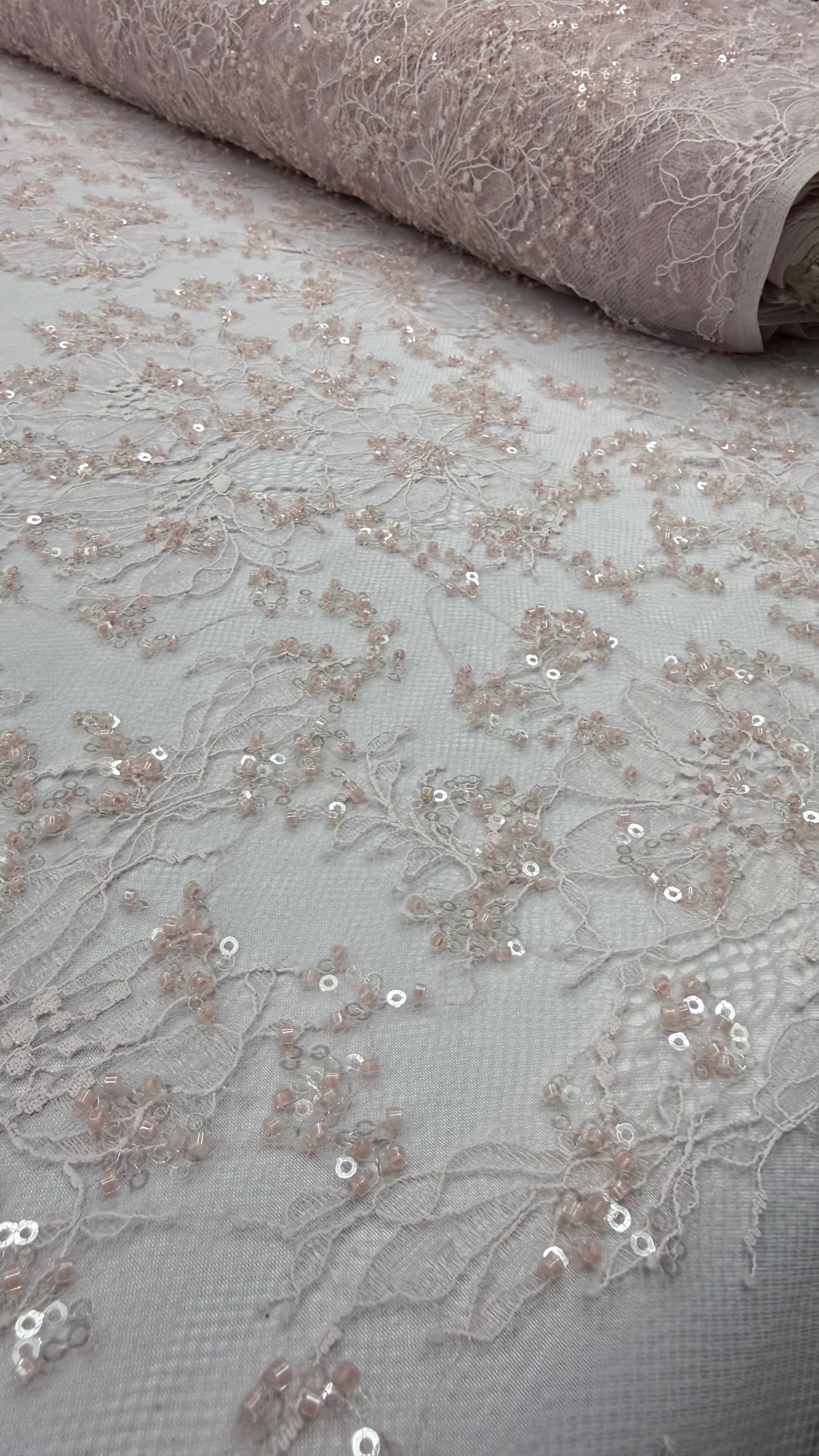 French Lace Beaded - Blush