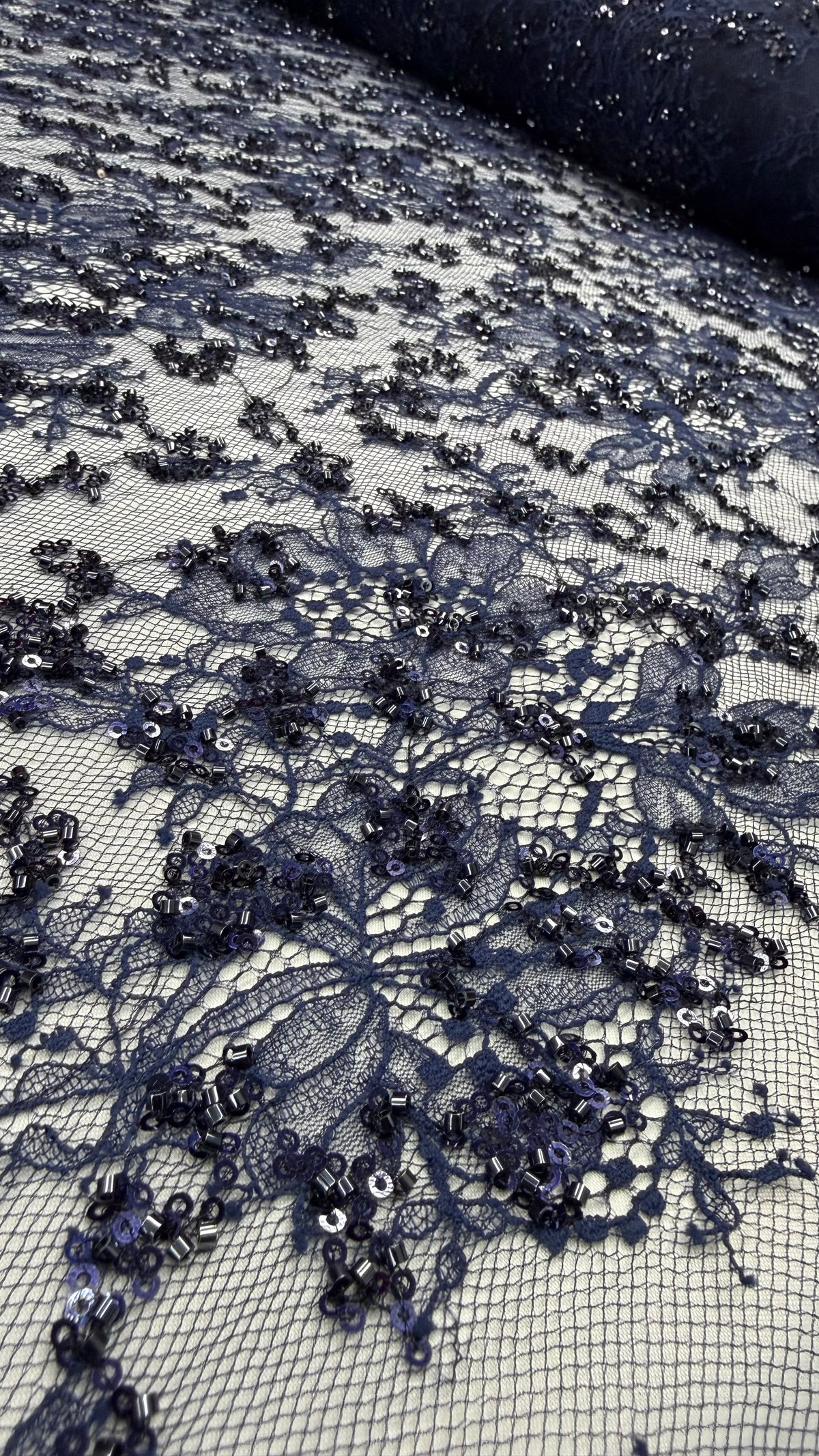 French Lace Beaded - Navy