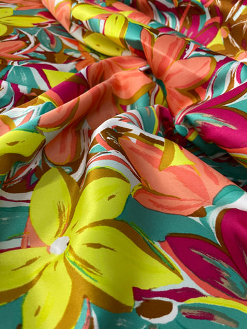 Satin Silk Stretch Digital - Floral Multi