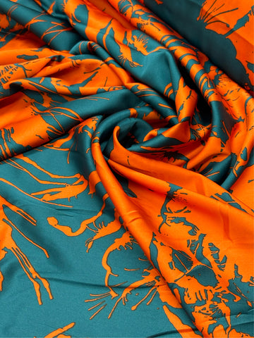 Satin Prints  - Splash Teal & Tangerine