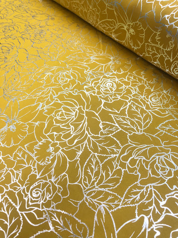 Dutchess Satin Digital Prints - Rose Foil Gold