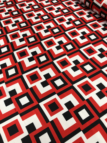Satin Prints  - Tetris Red