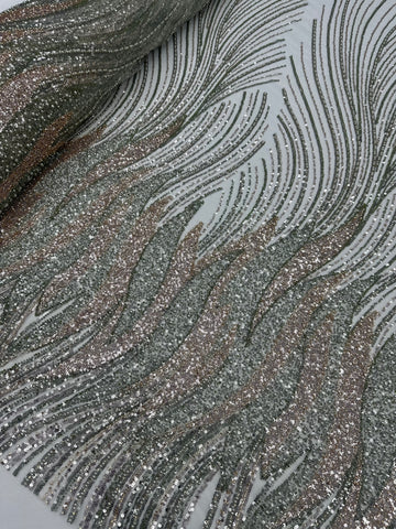 Beaded Lace - Two Toned Sage Gold