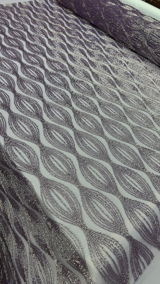Luxury Shimmer Beaded Eveningwear Fabric- Summer Collection