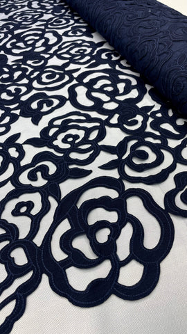 Lazer Cut Lace - Navy
