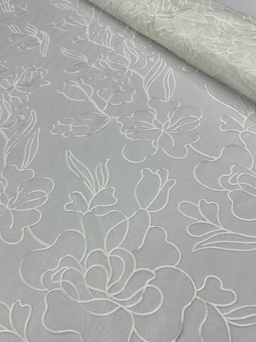 Organdy Embroidery Lace  - Milky White