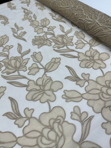 Organdy Embroidery Lace  - Dark Beige