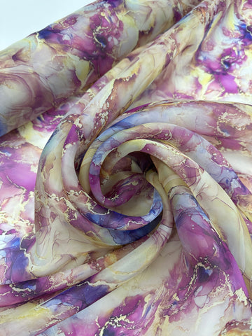 Organdy Printed - Marble Purple