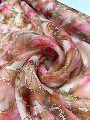 Organdy Printed - Marble Peach Pink