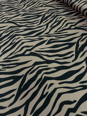 Dutchess Satin Printed - Zebra Print Beige