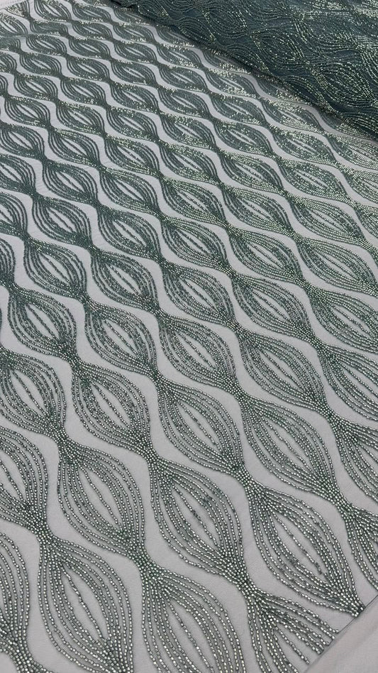 Luxury Shimmer Beaded Eveningwear Fabric- Summer Collection