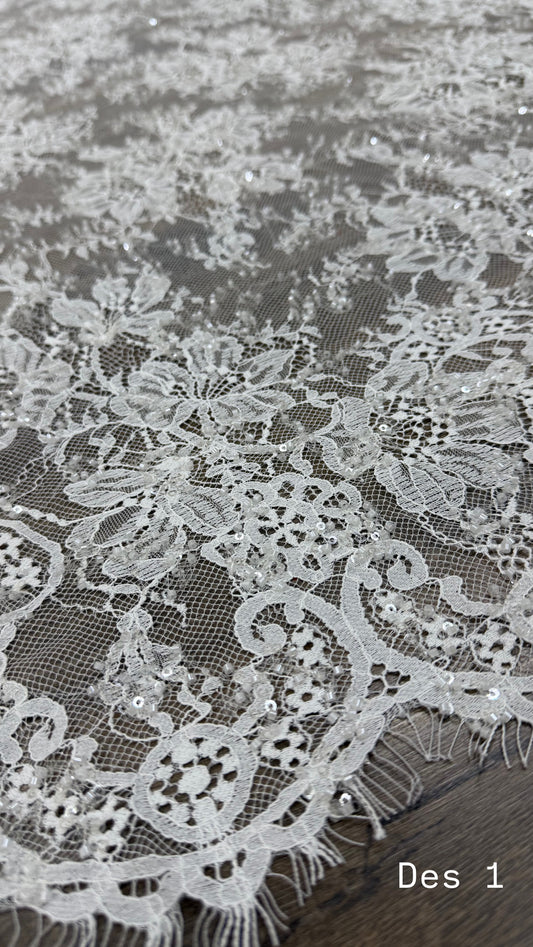 Chantilly Beaded Bridal - Off White Design 1