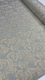 Brocade - Peony Floral gold with a pastel blue undertone
