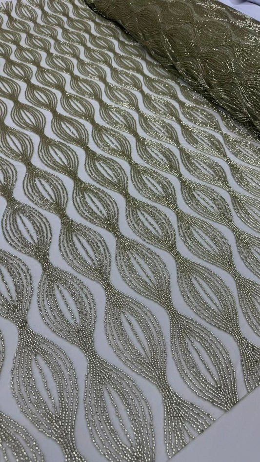 Luxury Shimmer Beaded Eveningwear Fabric- Summer Collection