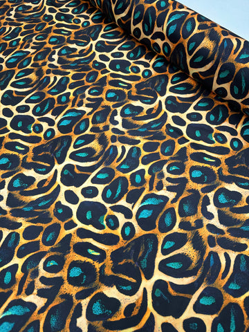 Dutchess Satin Printed - Teal Jaguar