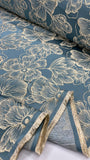 Brocade - Peony Floral gold with a blue undertone
