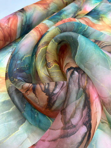 Organdy Printed - Marble Multi