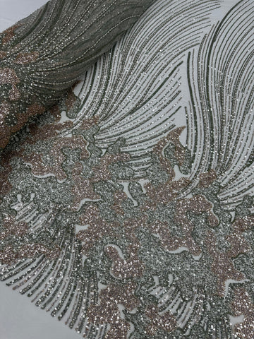 Beaded Lace - Two Toned Sage & Rosegold