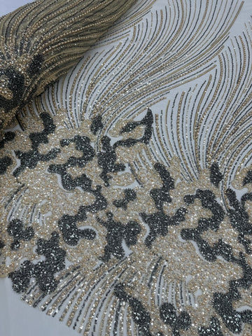 Beaded Lace - Two Toned Gold & Dark Silver 2