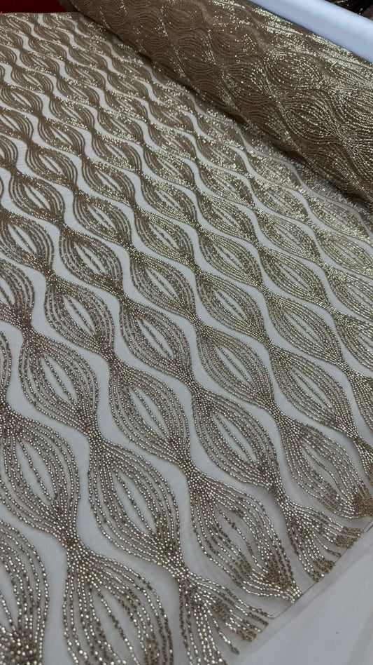 Luxury Shimmer Beaded Eveningwear Fabric- Summer Collection