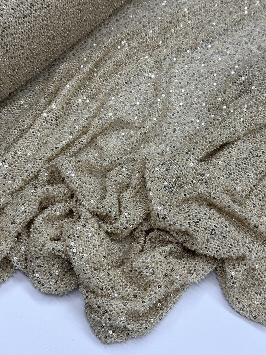 Fully Beaded Sequin Lace - Beige