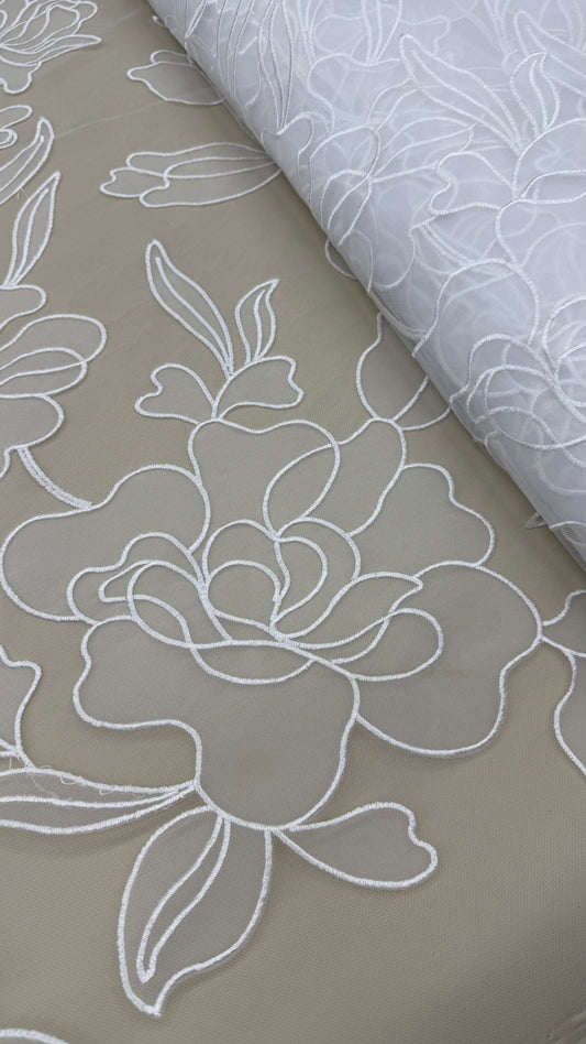 Organdy Embroidery Lace  - White