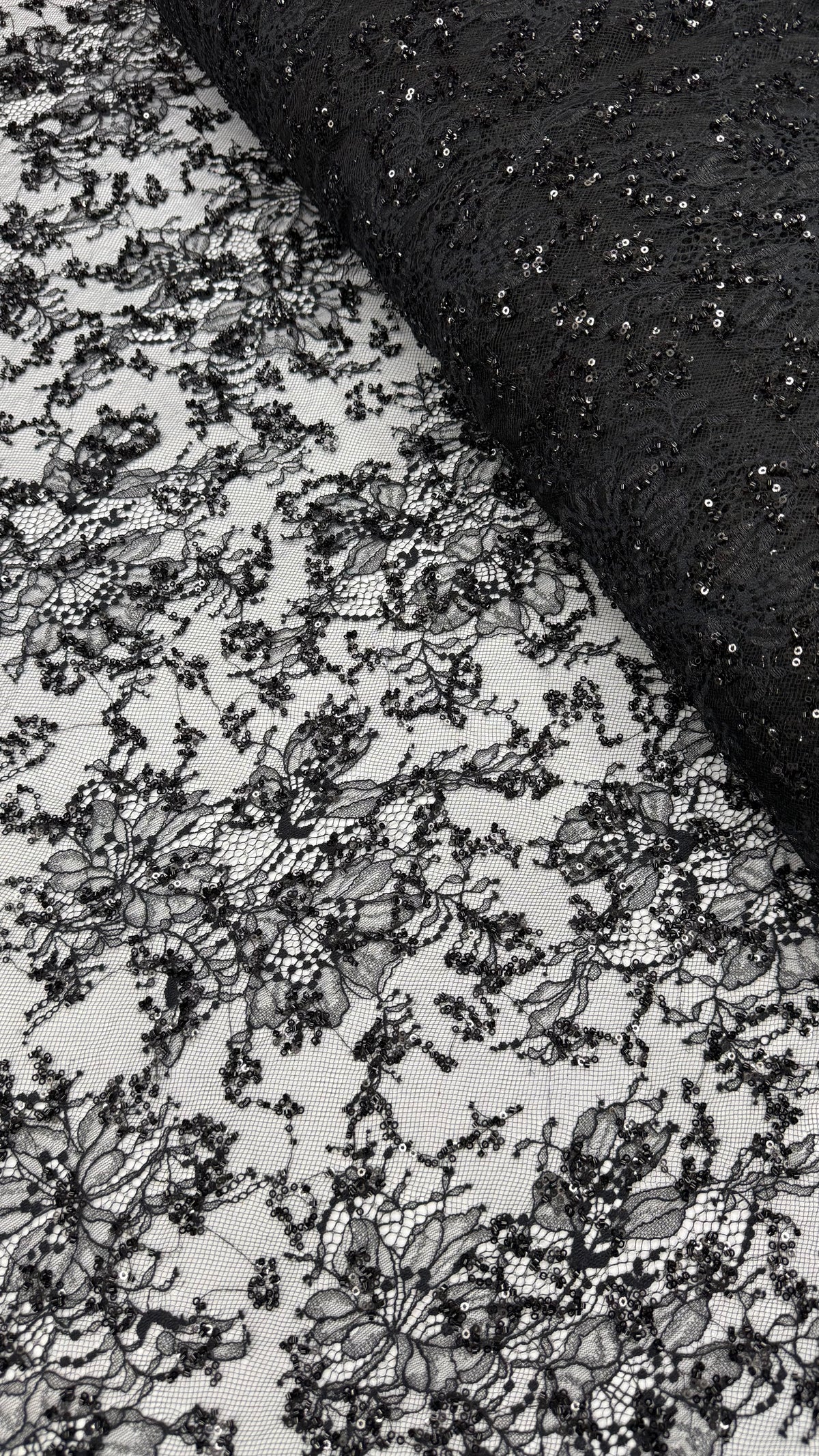 French Lace Beaded - Black