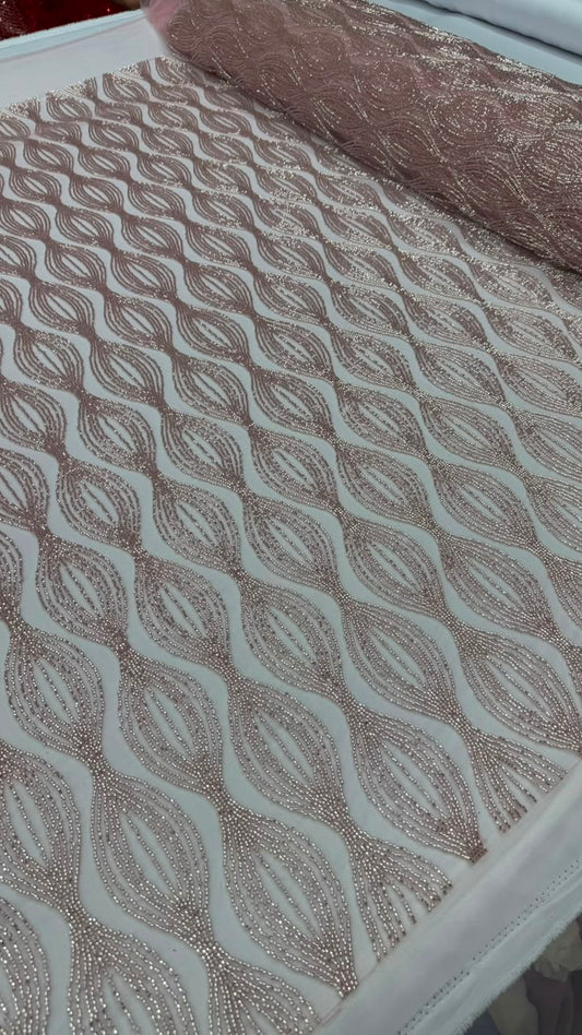 Luxury Shimmer Beaded Eveningwear Fabric- Summer Collection
