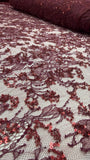 French Lace Beaded - Burgundy