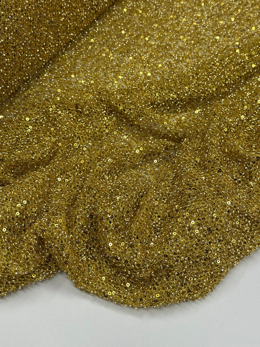 Fully Beaded Sequin Lace - Yellow Plum