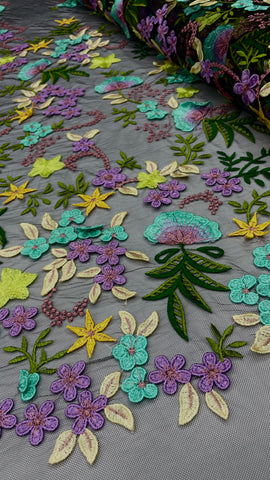 Floral Embroidery - Botanical Black