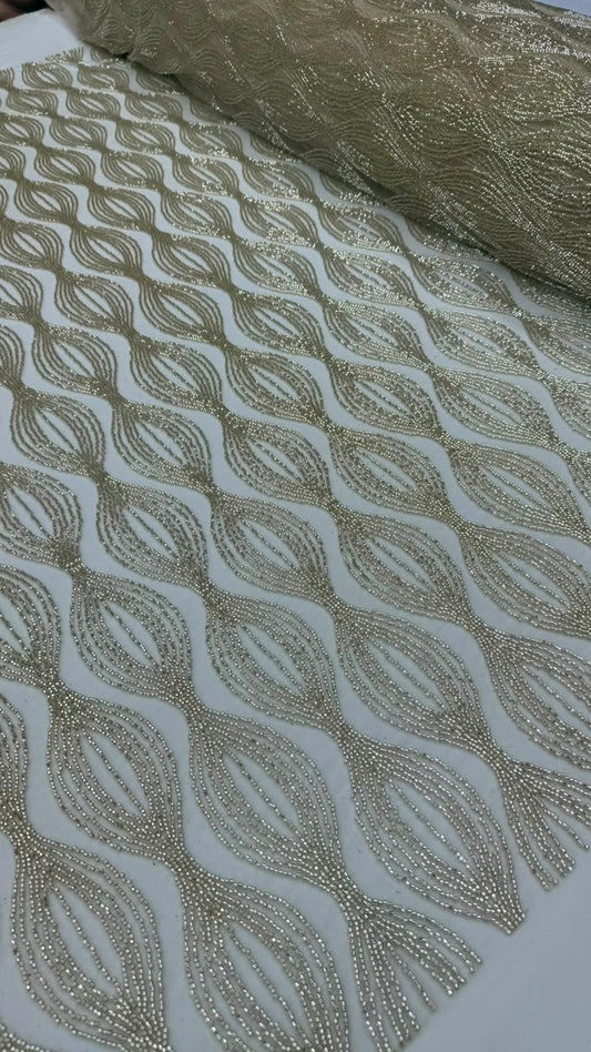 Luxury Shimmer Beaded Eveningwear Fabric- Summer Collection