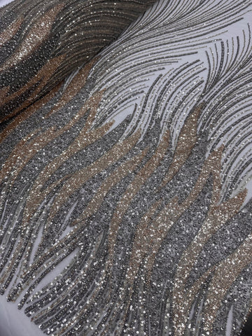 Beaded Lace - Two Toned Mauve Gold