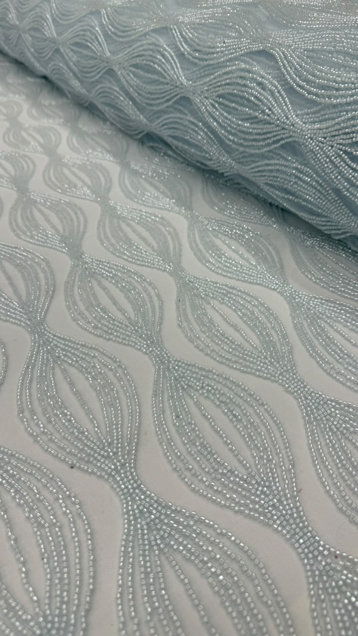 Luxury Shimmer Beaded Eveningwear Fabric- Summer Collection