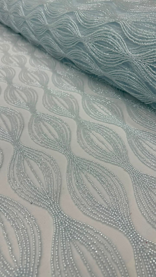 Luxury Shimmer Beaded Eveningwear Fabric- Summer Collection