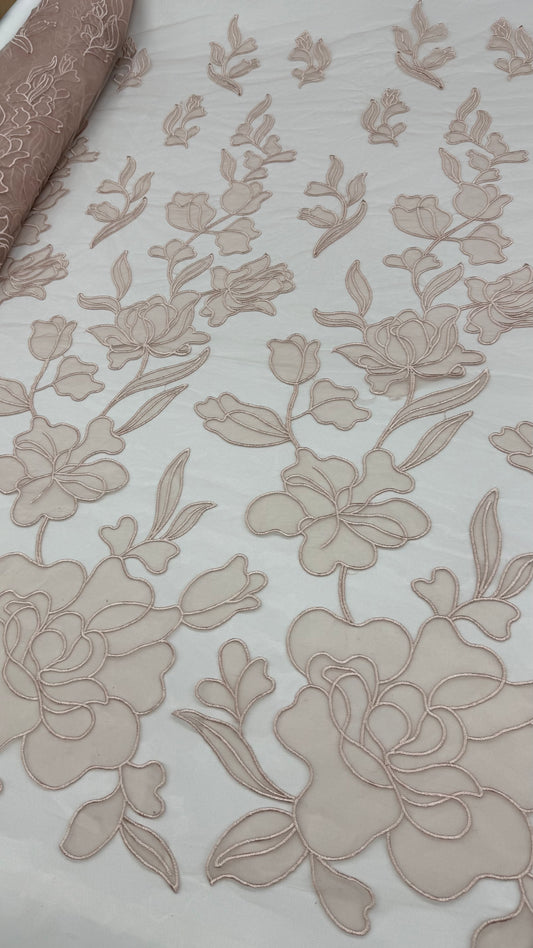 Organdy Embroidery Lace  - Dusty Rose