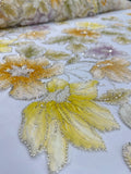 Ruffled Beaded Lace - White Yellow