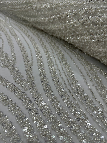 Beaded fabric - White 1