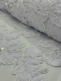 Beaded Flower Lace - Ice White