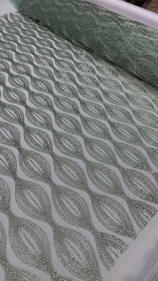 Luxury Shimmer Beaded Eveningwear Fabric- Summer Collection