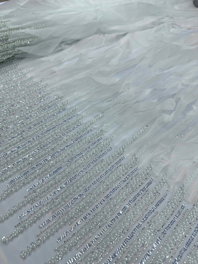 Frill Material Types Beaded Frill - White – Moosas Fabrics