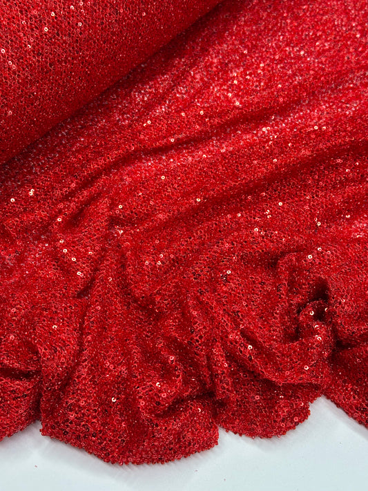 Fully Beaded Sequin Lace - Red