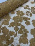 Beaded Flower Lace - Brown Sugar