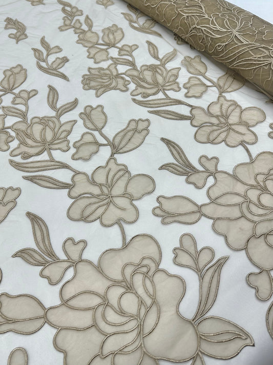 Organdy Embroidery Lace  - Light Beige