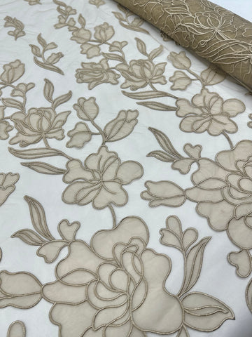 Organdy Embroidery Lace  - Light Beige