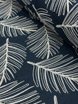 Linen Rayon Embroidery Lace - Palms Navy