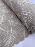 Linen Rayon Embroidery Lace - Palms Taupe