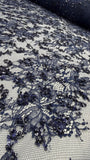 French Lace Beaded - Navy