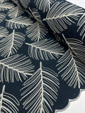 Linen Rayon Embroidery Lace - Palms Navy