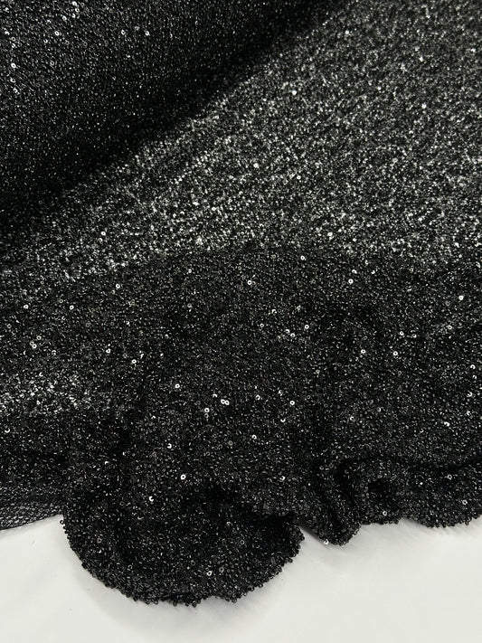 Fully Beaded Sequins Lace - Black